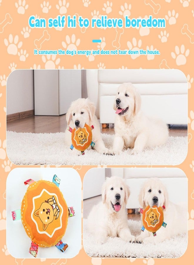Qpets® Dog Toy 6.3'' Round Rattle Toy, Soft Plush Cartoon Squeaky Throw and Catch Toy for Cats and Dogs, Indoor Outdoor Pet Toy - Image 4